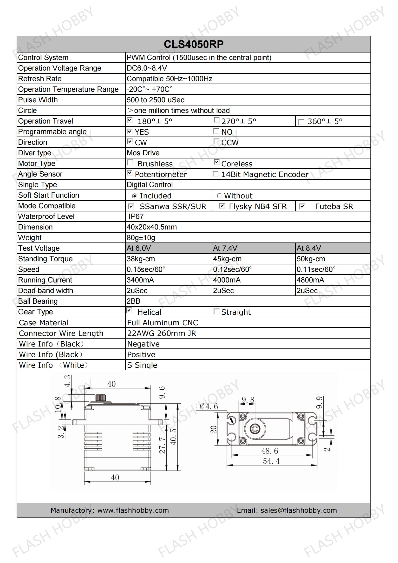 CLS4050RP 50KG Servo sin núcleo