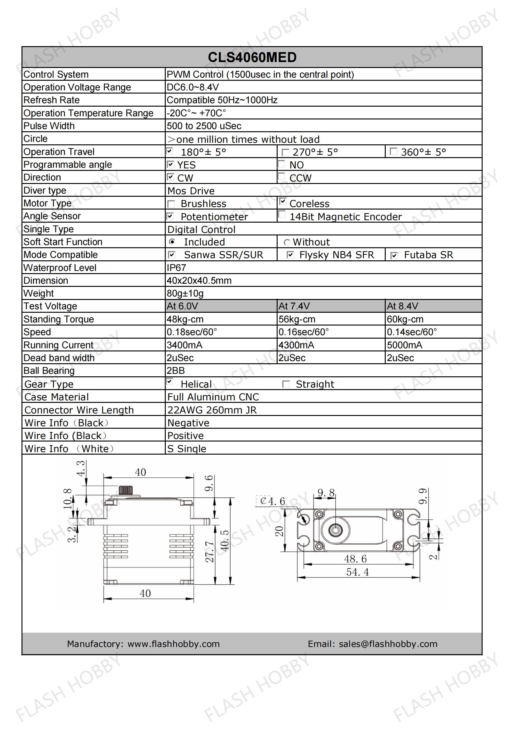 CLS4060RP 60KG Servo sin núcleo